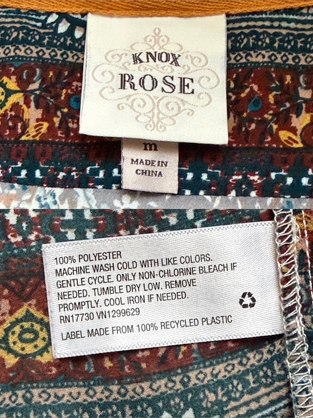 Knox Rose Teal and Cream Paisley print boho Tunic blouse - Picture 15 of 17